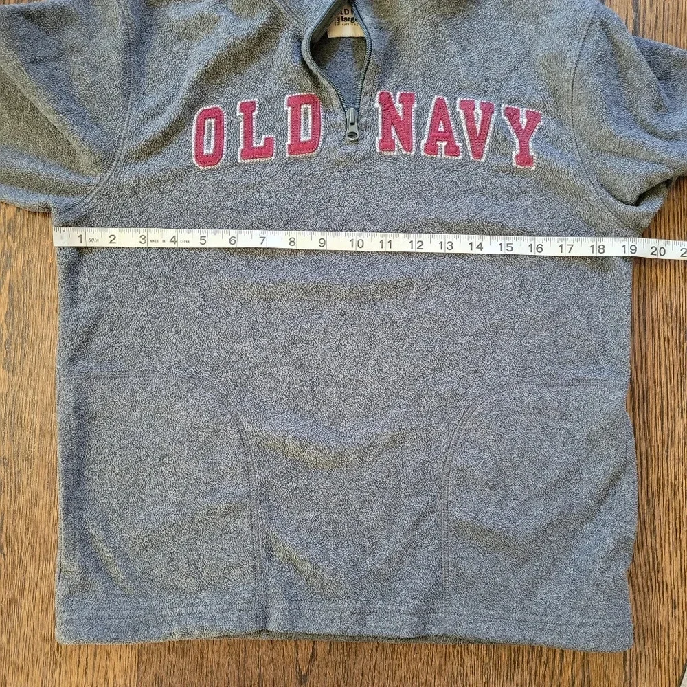 Old Navy Gray Red Fleece Logo Quarter Zip Pullover with Pockets Size Boy's Large